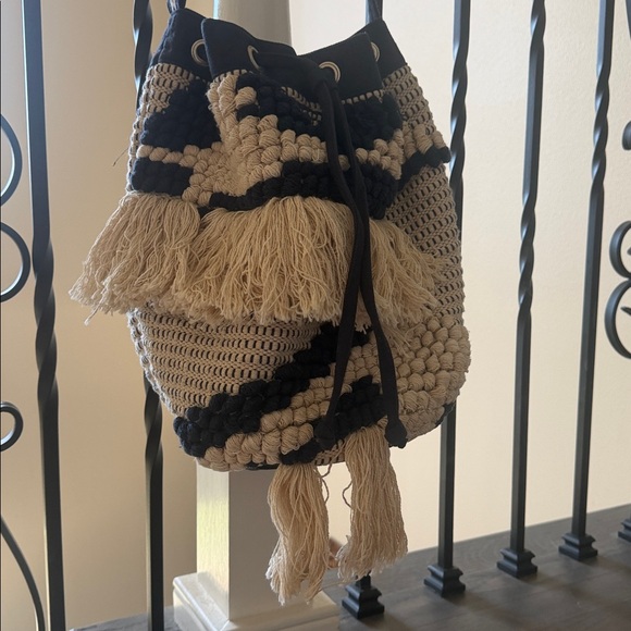 World Market Other - Hobo Woven Tassel Bag -Navy and Cream